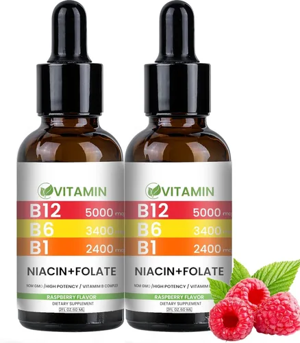 Gotas líquidas de vitamina B12 y B6, complejo de vitamina B sublingual B12 - Vitamina B 12 5000mcg - B12 metilcobalamina para energía, cerebro y