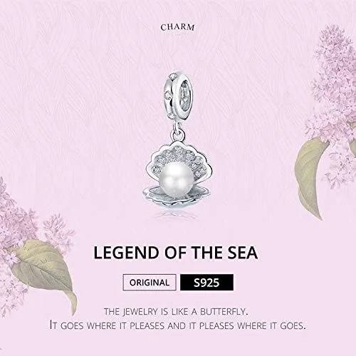 Miniatura 2 de FAEFASH Colgante de cuentas de estrella de mar y concha de plata 925, abalorio de tortuga, cuentas de sirena, abalorio de tortuga marina