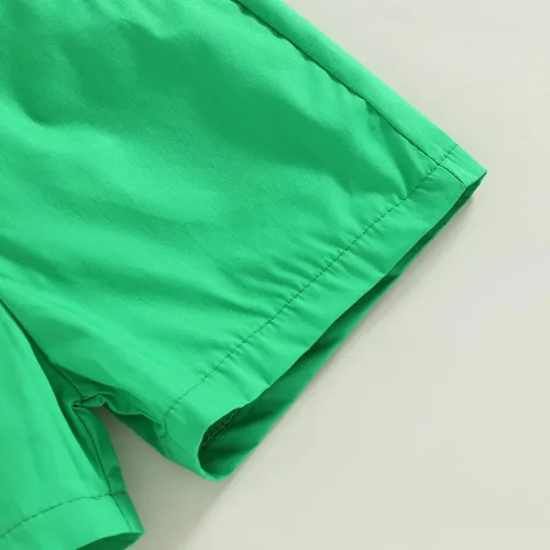 Miniatura 6 de Conjunto de 2 piezas de camiseta de manga corta con botones y pantalones cortos sólidos para bebé niño