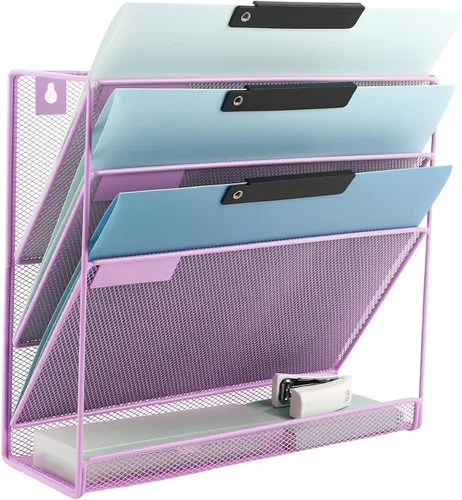 Miniatura 23 de EASEPRES Organizador de Archivos de Escritorio de Malla de 4 Niveles, Soporte de Organización de Documentos Colgante para Montaje en Pared, Estante