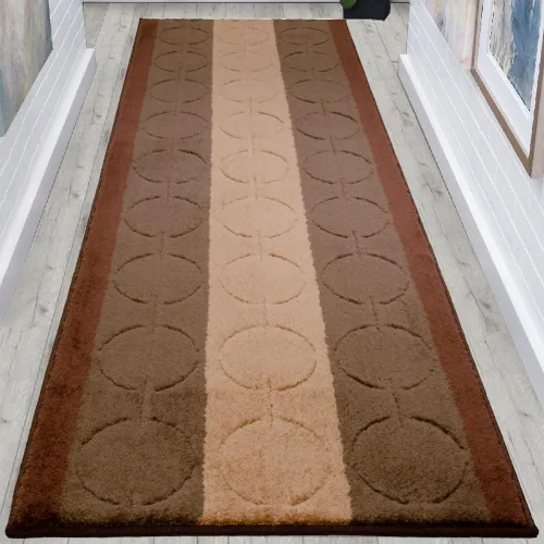 Alfombra lavable de tamaño personalizado, diseño abstracto, extralarga, para pasillos, 30 pulgadas de ancho x elige tu tamaño por pies, parte marrón