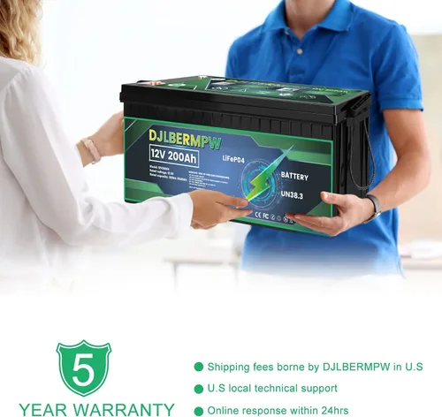 Miniatura 6 de Batería de litio, batería LiFePO4 de 12V 200Ah de fosfato de hierro, batería recargable de ciclo profundo, BMS incorporado, adecuado para energía