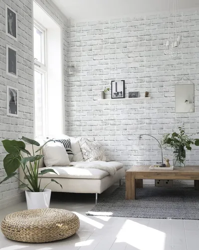 Miniatura 4 de Timeet Papel tapiz de ladrillo para despegar y pegar, papel tapiz de ladrillo blanco y gris, autoadhesivo, papel de pared extraíble para decoración