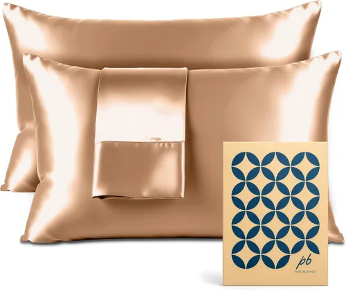 Miniatura 41 de Pure Bedding Sábanas de satén individuales [3 piezas, plateadas] Juego de sábanas sedosas de lujo para hotel, juego de sábanas de microfibra extra