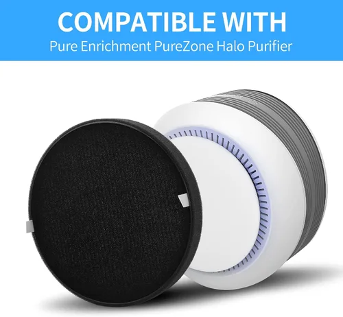 Miniatura 2 de Paquete de 2 filtros de repuesto Halo True HEPA, compatible con Pure Enrichment PureZone Halo Purifier PEAIRDSK, filtros HEPA 2 en 1