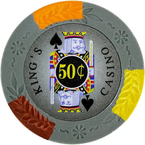 Miniatura 15 de Brybelly King's Casino Premium - Fichas de póquer de 0.49 oz, compuesto de arcilla pesada – Paquete de 50 Rojo ($5 Red)