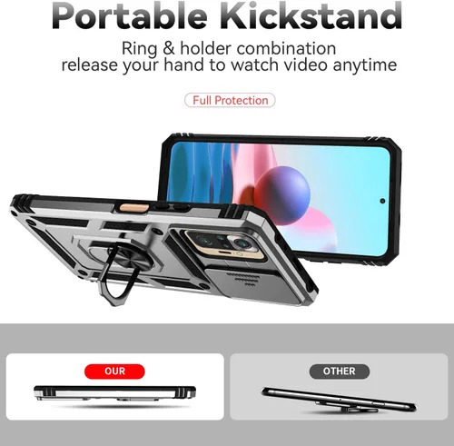 Miniatura 2 de Funda compatible con Redmi Note 10 Pro 4G, compatible con Xiaomi Redmi Note 10 Pro 4G, funda 2 en 1 con soporte estable con cubierta deslizante