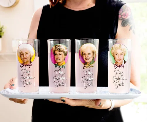 Miniatura 7 de Silver Buffalo The Golden Girls Frames - Vasos de 10 onzas con logotipo, juego de 4 Vasos de bar para mimosas, cócteles