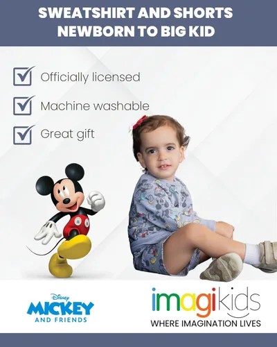 Miniatura 3 de Disney Mickey Mouse Winnie the Pooh Lion King Goofy Donald Duck Simba - Sudadera y pantalones cortos de felpa francesa para recién nacidos a niños