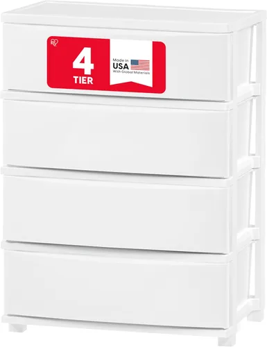 Miniatura 15 de IRIS USA Organizador de almacenamiento de cajones de plástico, 4 cajones, para suministros de arte del aula, baño, dormitorio universitario, Azul