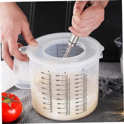 Miniatura 2 de UPKOCH Tazón de mezcla con tapa, tazas de café de plástico con tapas, jarra de agua de plástico, dispensador de mezcla para panqueques, taza