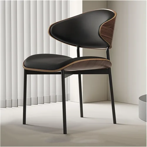 Miniatura 9 de sillas de comedor modernas de piel sintética, con respaldo alto, tapizada, para habitación, cocina, patas de metal y cocina moderna curvada (naranja)