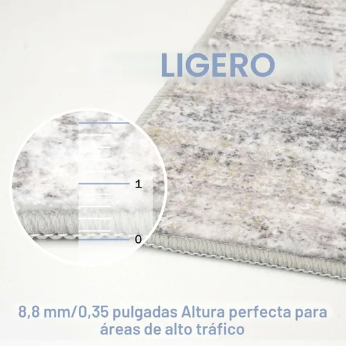 Miniatura 4 de IOHOUZE Alfombra pequeña abstracta de 2 x 3 pies, alfombra de entrada lavable para entrada interior, alfombras con respaldo de goma, alfombra gris