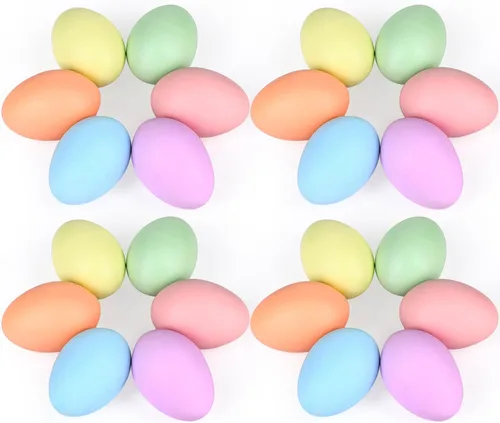 Geiserailie 24 huevos de cerámica de Pascua de 2.44 pulgadas, cesta de huevos de Pascua para manualidades, decoración de fiesta, juego de Color suave