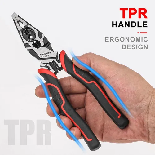 Miniatura 6 de HAUTMEC Herramienta pelacables Pro 8 "Multifuncional Combinación Linesman Alicates Cortador de Cable Pelacables Herramienta de prensado Terminal