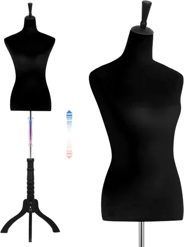 Miniatura 12 de Cuerpo de maniquí femenino, forma de vestido de 60 a 67 pulgadas, maniquí de costura, maniquí de torso con base de trípode de madera, maniquí