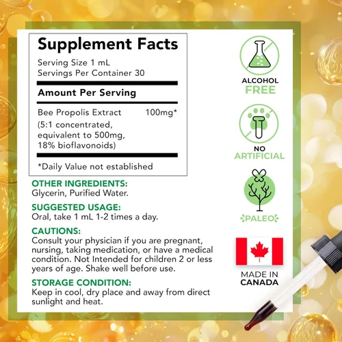 Miniatura 7 de LOVITA Extracto líquido de propóleo de abeja, gotas de resina 5:1 con 18% de bioflavonoides, antioxidante sin alcohol, apoyo inmunológico y calmante