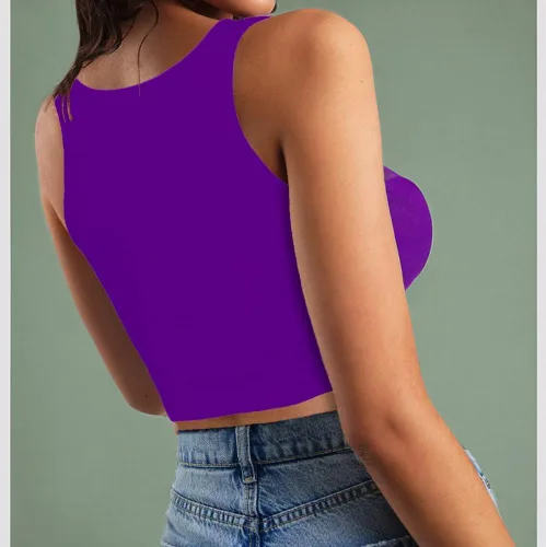Miniatura 3 de Womens Sexy Sleeveless Crop Tops Double Layer Scoop Neck Cropped Tank Top