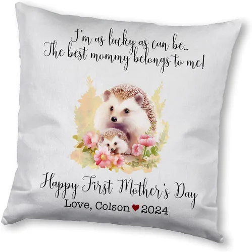 Miniatura 6 de Hedgehogs Mothers Day, First Mother's Day Custom Pillowcase, Personalized Mother's Day Pillowcase, Gift for Mom, Home Decor