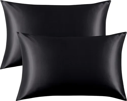 FLXXIE Paquete de 2 fundas de almohada de satén para piel y cabello, 14 x 20 pulgadas, fundas de almohada de viaje suaves y sedosas para niños y