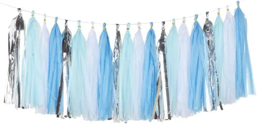Miniatura 9 de We Moment Borlas de Papel de Seda Azul Marino Azul Claro Guirnalda de Borlas para Fiestas para Decoraciones de Fiestas, Kits de Bricolaje, 15 Piezas