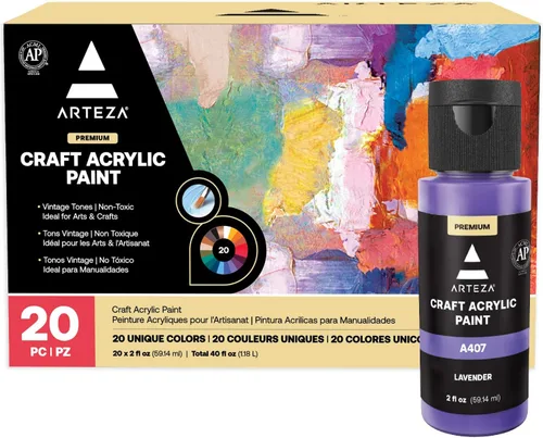 Miniatura 9 de ARTEZA Juego de pintura acrílica para manualidades, pintura acrílica a base de agua, pinturas artísticas con acabado mate, suministros de arte