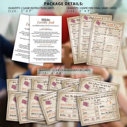 Miniatura 2 de Juego de trivia bíblica, Prueba de disputa amigable con la Biblia, Juegos de trivia bíblica para la familia, Preguntas de disputas familiares