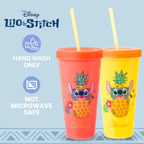 Miniatura 5 de Silver Buffalo Disney Lilo and Stitch Tropical Poses - Paquete de 4 vasos de plástico que cambian de color, 24 onzas Poses tropicales de Lilo