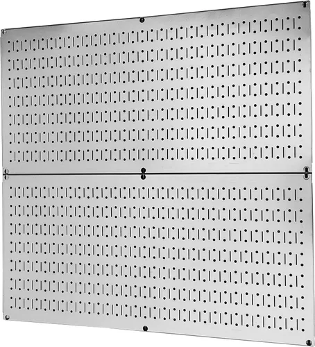 Tablero horizontal para herramientas de garaje para pared, dos tablas de 32 pulgadas de ancho x 16 pulgadas de alto, fáciles de instalar Metálico