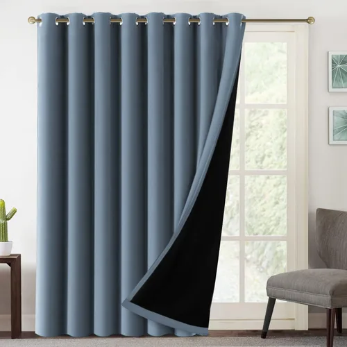 Miniatura 22 de MeilleMaison Paneles de cortina 100 % opacas para ventana de dormitorio, bloqueo de luz completa, de 84 pulgadas de largo, con aislamiento térmico