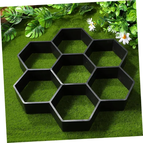 Miniatura 9 de Cabilock Molde de piedra para pavimentar, molde de plástico con forma geométrica hexagonal para suelo de cemento, molde reutilizable para escalones