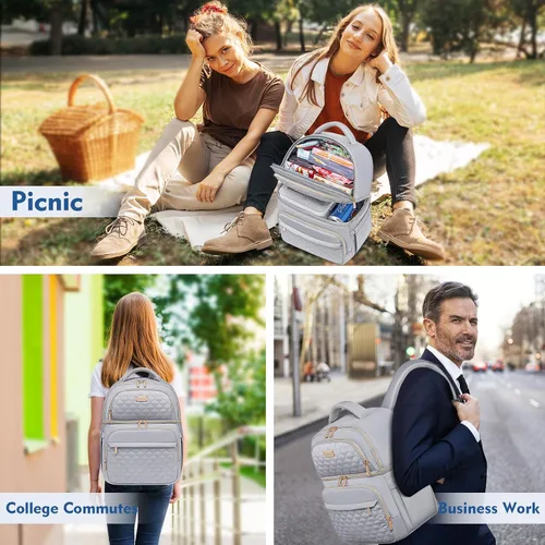 Miniatura 8 de Mochila Refrigeradora Mochila de Almuerzo de Doble Piso Caja de Almuerzo, Mochila Aislada Bolsa Refrigeradora de Almuerzo, Mochila Lonchera Ligera a