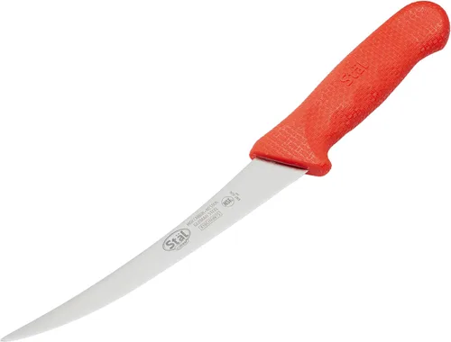 Miniatura 4 de Winco Cuchillo de deshuesado de acero alemán de grado comercial de 6 pulgadas, curvado, rojo