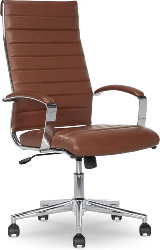 Miniatura 9 de Amazon Basics Silla de escritorio giratoria con respaldo alto, tapicería ergonómica de piel sintética acanalada, soporte lumbar, estilo moderno