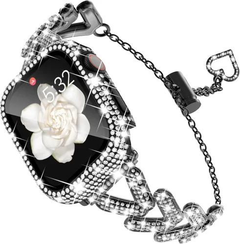 Miniatura 13 de Correa y Funda Diseñadas por KADES para Apple Watch Series de 46 mm, 45 mm, 44 mm, 42 mm, 41 mm, 40 mm, 38 mm para Mujer, Correa de Metal