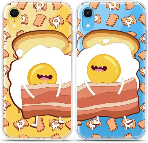Miniatura 7 de Fundas a juego para parejas compatibles con iPhone 16 15 14 13 12 11 Pro Max Mini Xs X 6s 8 Plus 7+ Xr 10 SE 5 Huevos Regalo de tocino Regalo Mejor