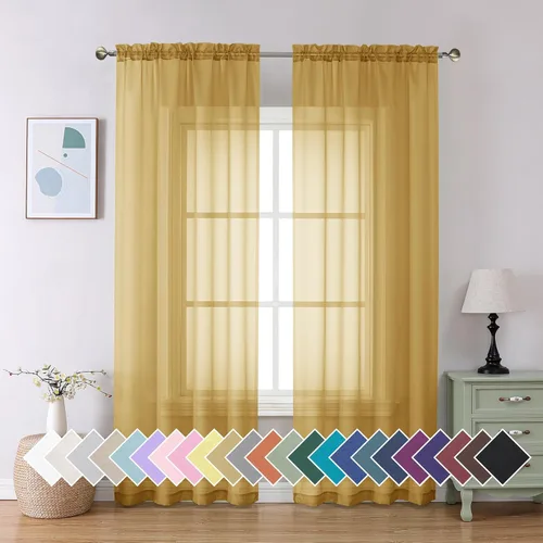 Miniatura 69 de Aiyufeng 2 paneles de cenefa transparente negra de 14 pulgadas de largo, cortinas cortas negras transparentes para dormitorio, cortinas de cocina
