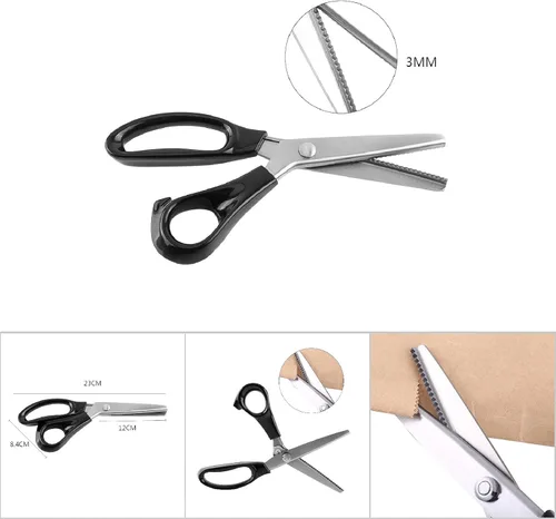 Miniatura 6 de Tijeras de corte en zig zag, tijeras de costura dentadas, tijeras de costura con mango de agarre cómodo para forro de tela, papel y uso artesanal