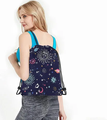 Miniatura 4 de Beabes Bohemia Retro Rayas Cordón Bolsas Mochila Gimnasio Bolsa con Cordón, Multi-a111, Mochilas de viaje