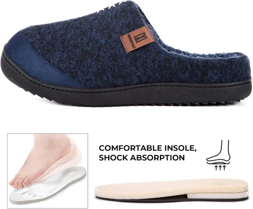 Miniatura 3 de MERRIMAC Pantuflas de espuma viscoelástica de punto para hombre, cómodas, con forro de sherpa