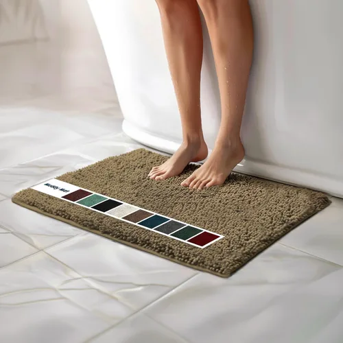 Miniatura 71 de Muddy Mat Alfombras de Baño de Chenilla de Microfibra de Secado Rápido Antideslizantes Lavables, Extra Gruesas, Suaves y Altamente Absorbentes Gris