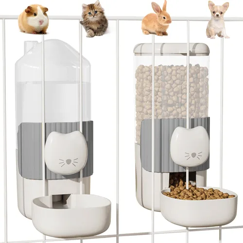 Dispensador automático de alimentos y agua para gatos, 34 onzas, juego de alimentador automático de gravedad para mascotas, comedero para gatos y