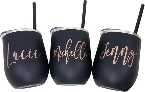 Vaso de vino personalizado sin tallo de acero inoxidable, regalo de viaje para niñas, regalos de fiesta de boda, regalo de dama de honor, taza de