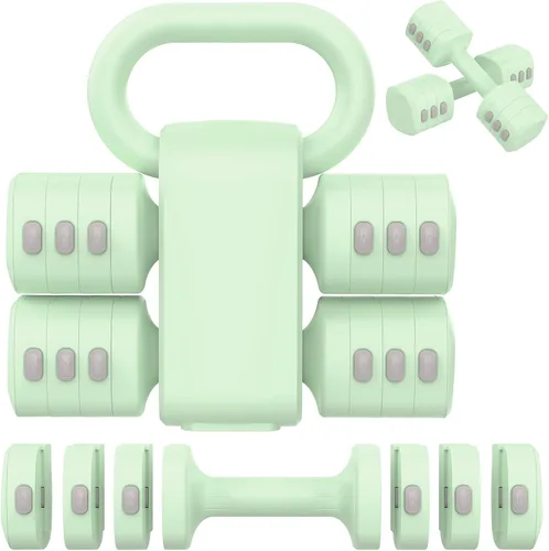 Miniatura 11 de Hezeyferg Juego de mancuernas ajustables 2 en 1, juego de mancuernas con 4 niveles de peso para mujeres y hombres, cada una de 1/1.5/2/2.5 kg