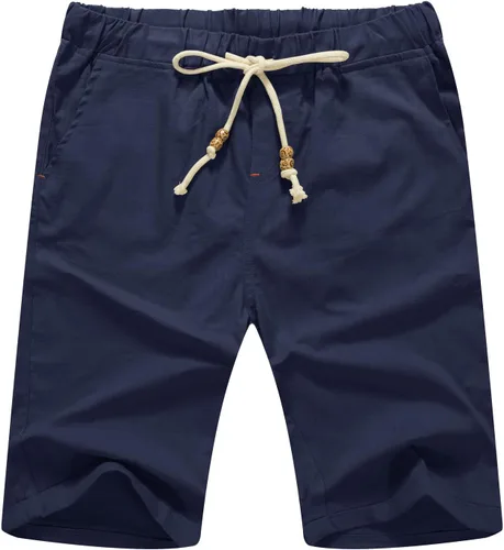 Miniatura 34 de Sailwind Pantalones cortos de lino para hombre, pantalones cortos casuales de playa con cordón