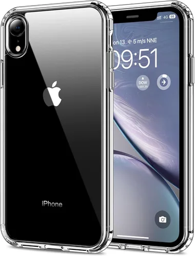 HOOMIL Funda para iPhone XR de 6.1 pulgadas, no amarillea, protección contra caídas, carcasa trasera dura transparente antiarañazos, transparente