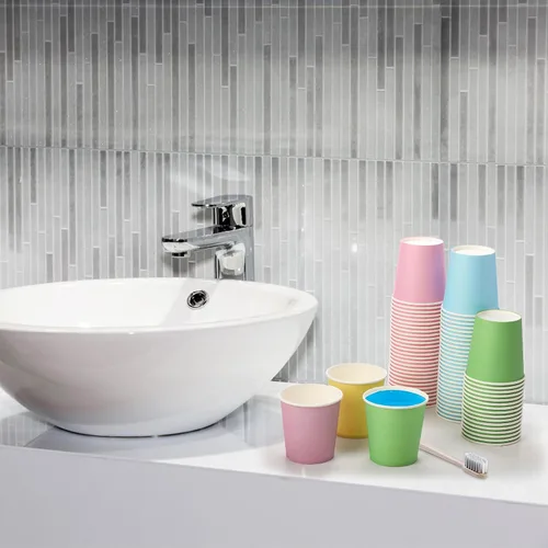 Miniatura 5 de Nicunom Paquete de 500 vasos de papel de 6 onzas, coloridos vasos de café desechables de papel para bebidas frías y calientes, para agua, jugo