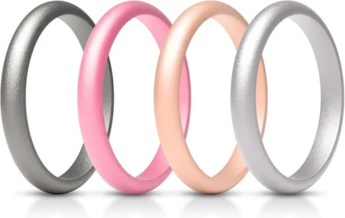 Miniatura 50 de ThunderFit - Realzadores de anillos de silicona delgados y apilables para mujer, alianzas de boda de silicona, 2.5 mm de ancho y 2 mm de grosor