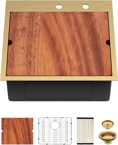 Miniatura 13 de Fregadero de cocina para exteriores, 21 x 20 pulgadas, fregadero de barra para exteriores, fregaderos de cocina de acero inoxidable de montaje