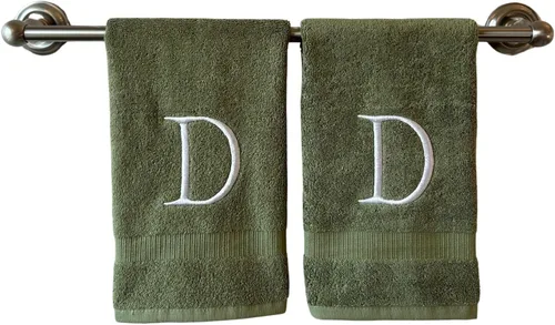 Miniatura 36 de Toalla de mano con inicial beige para baño, toalla bordada decorativa de calidad de hotel de lujo con monograma para tocador, spa, certificado